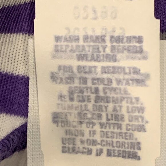 VTG Koret Francisca Purple & White Striped Short Sleeve Top Sz PS #39L - Picture 7 of 7